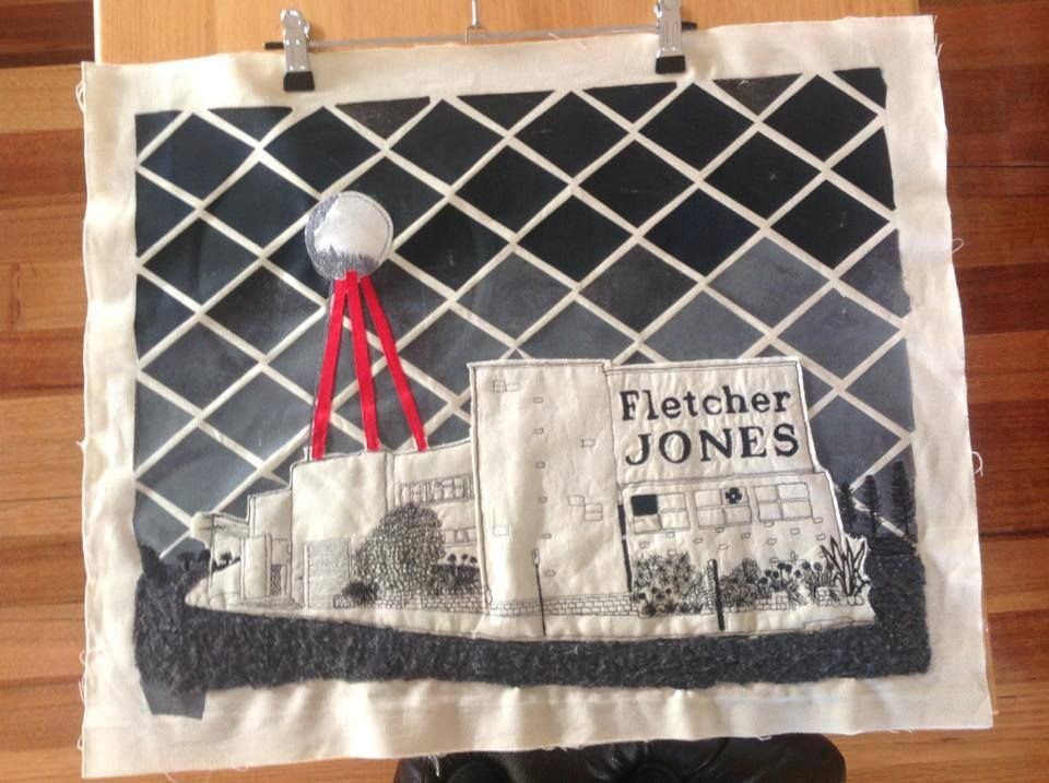 Fletcher Jones: fabric and embroidery by Louise Parlour.  