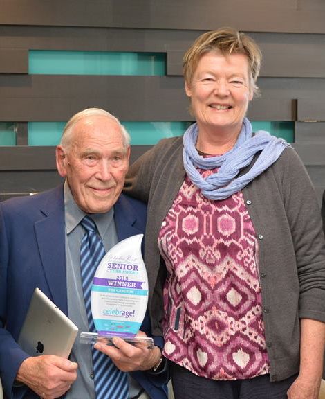 Tim Carlton pictured with Julie Eagles Project Coordinator, Fletcher Jones Stories from Our Community who put in the nomination for Tim’s award after being inspired by working with him on the FJ Stories Project. Photo by Rhonda McDonell 
