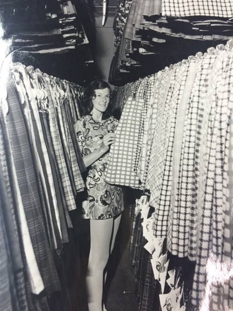 Rosalyn Freckleton amongst the FJ skirts.  Photo:Jones Family Collection 