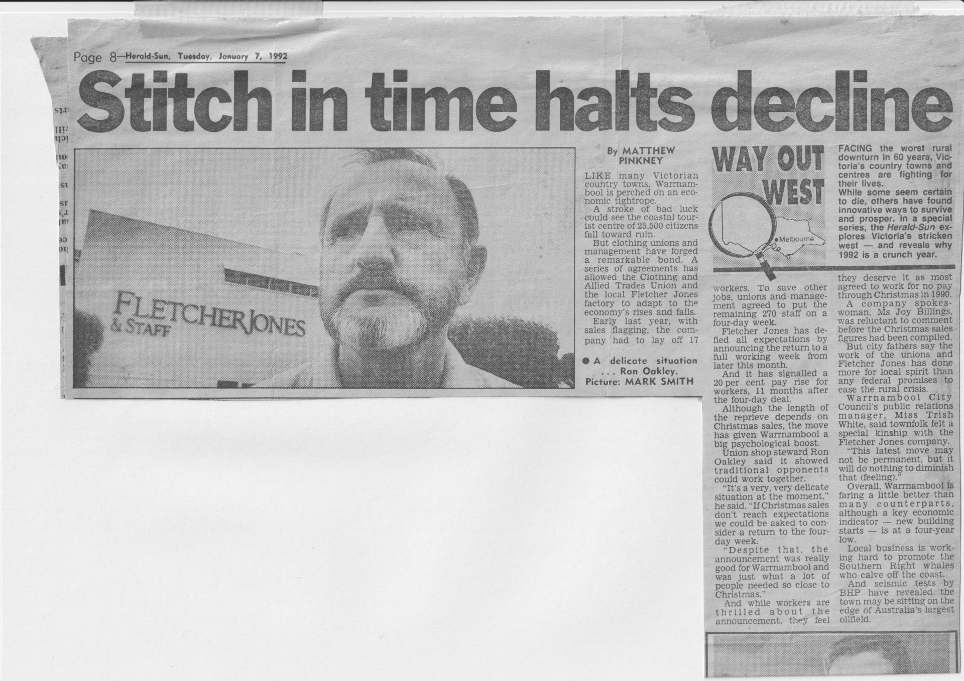 Optimism for the company's future in January 1992 Herald Sun.  Shared by John Ballard. 