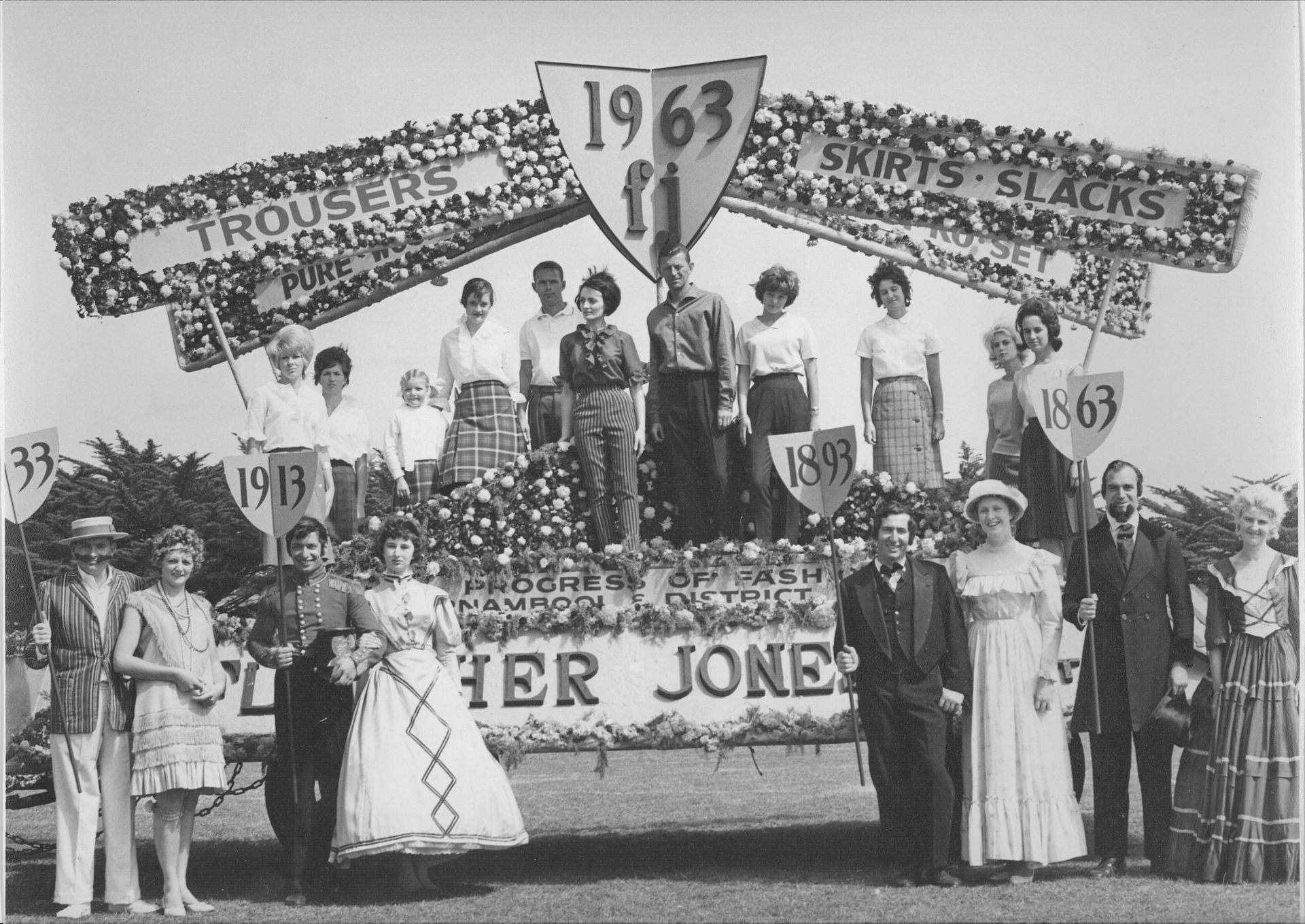 The amazing 1963 Fletcher Jones and Staff float.  Photo: shared by Valmae Bell. 