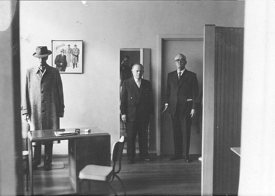 Paul Lasica and FJ inside the Brunswick building in 1959.  Photo: Jones Family Collection 