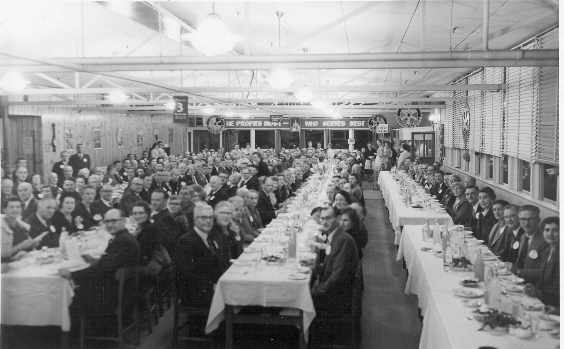 Rotary Conference Dinner in Fletcher Jones Pleasant Hill Canteen, 1958. Photo: Jones Family Collection  