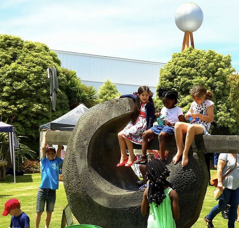 The Robert Ullman sculpture is a favourite with kids!  Photo taken at the 2015 community Christmas party in the gardens.Photo: Warrnambool Standard.   