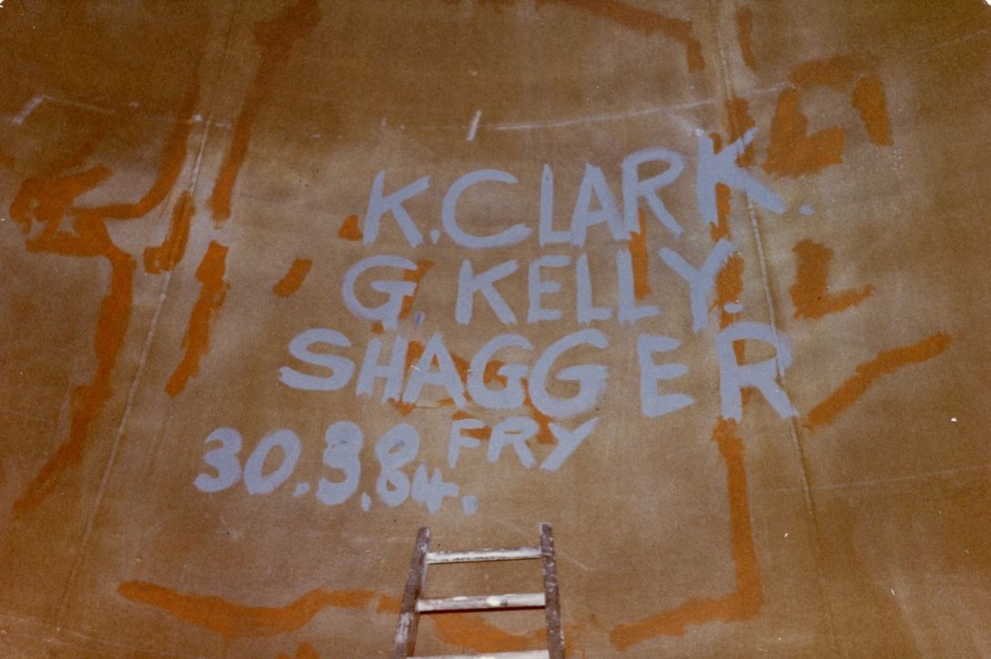 The workers leave their mark inside the ball 1984!  Photo:Gary Kelly