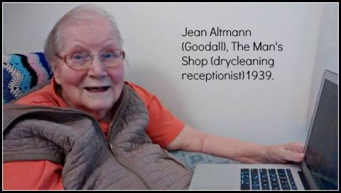 Jean Altmann (Goodall) who was the Man's Shop dry cleaning receptionist. Here she is looking at old FJ photos from the FJ Stories Project on her daughter's laptop.  Photo: Carol Altmann 