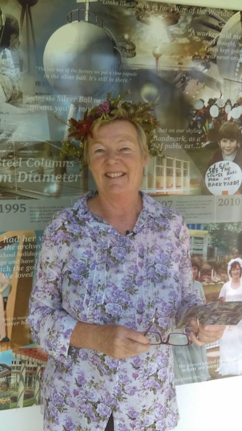 Julie Eagles. FJ Stories Coordinator,  wearing Carly's flower crown at the FJ Christmas Picnic in 2016.  Photo: Deb Eagles 