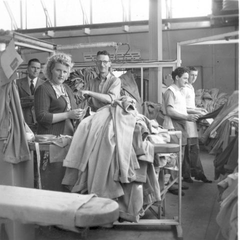 Staff in After Sales at FJs - Dry Cleaning, Reforming and Repair, 1953.  Photo: Jones Family Collection 