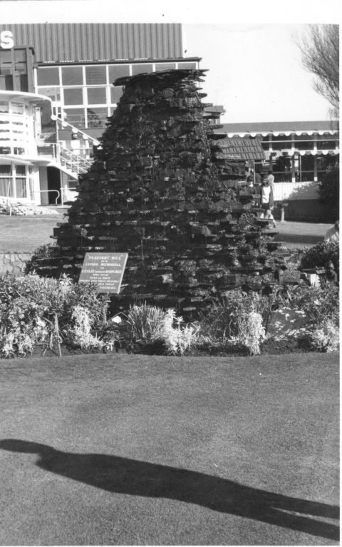 Waterfall in the gardens.  Still there and working again.  Photo:1968 Jones Family Collection 