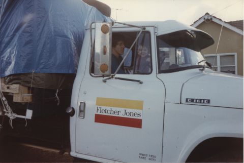 The FJ rubbish truck that Gary learnt to drive in.  That's Gary as a young fella in the photo.  Date unknown. Photo: Gary Kelly