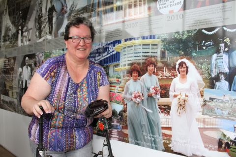 Glenda McGennan now and then as a bride in the FJ gardens on the FJ Story Panel.  Photo: Colleen Hughson 