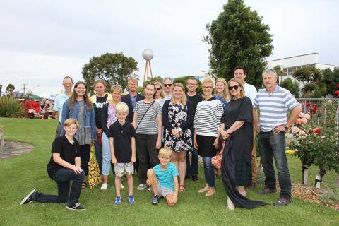 At the 2015 Christmas Party in the gardens, 18 members of the Jones family joined in the festivities. They travelled from Melbourne, Sydney, Brisbane and Germany to attend the picnic and the unveiling of the first FJ story panel.  Photo Colleen Hughson 