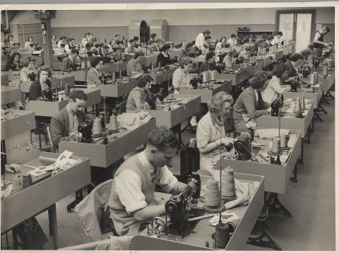Factory floor at Pleasant Hill, 1950s.  Photo: Alex Wilkins and shared by Richard Phillips. 