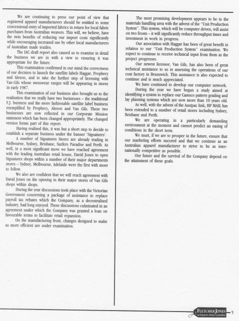 Page 2 David Jones Managing Directors Review 1985/86.  