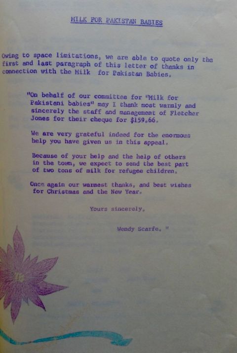 Milk for Pakistan babies.  Staff Do You Know  Bulletin from 1972.  Shared by Doug Maloney and Family 