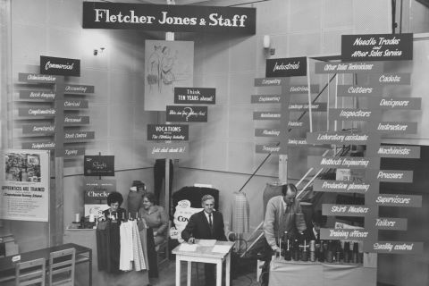 Jack Caple seated centre at a trade show in 1963 representing FJs with Mrs Cockling, Mark Mitchkulnig and Ken Ogier.  Photo: Jones Family Collection 
