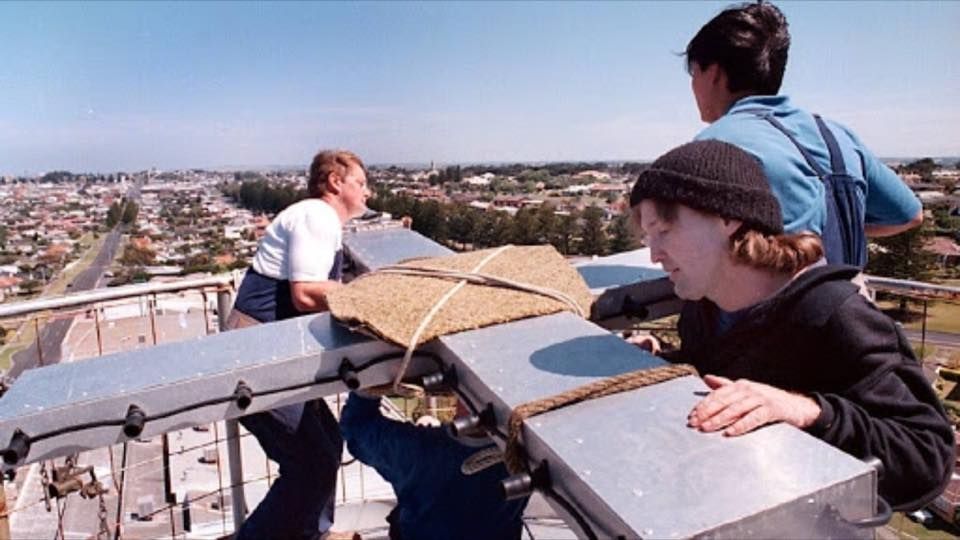 Andrew Stevenson, Allan H and Brad Lee pictured with the second aluminium cross Dec 1995 shared by Mitch Stansfield