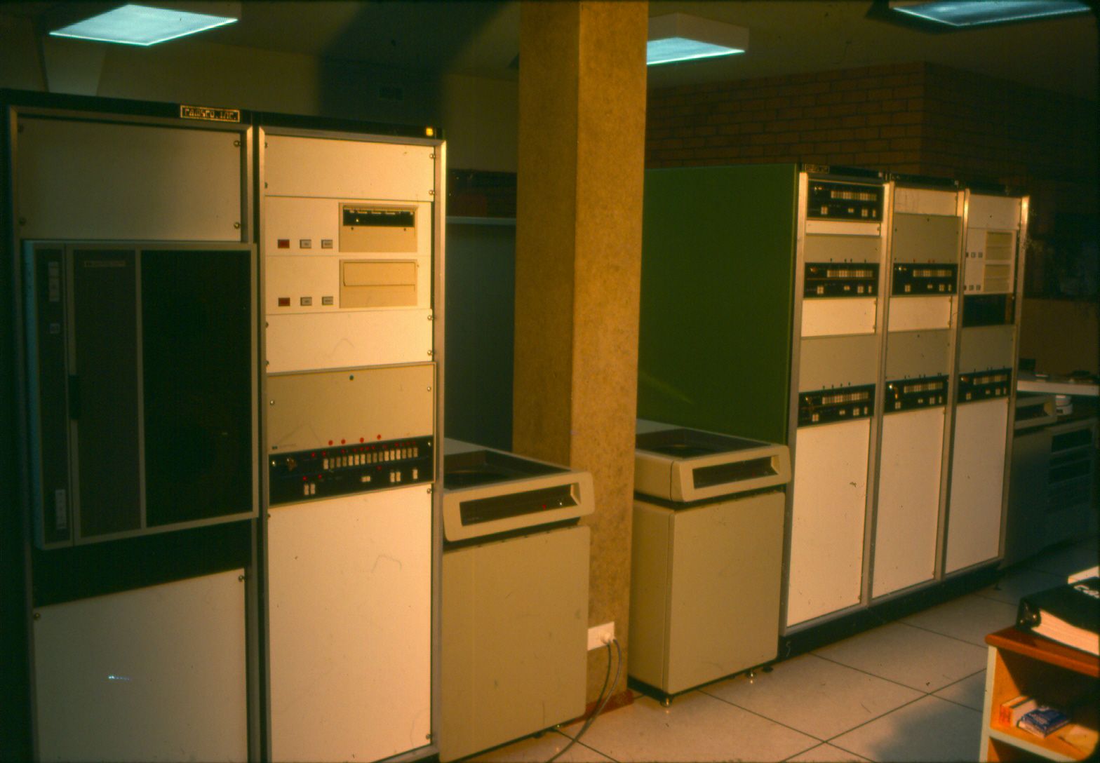 The 'Bunker' or computer room under Pleasant Hill.  There are tunnels and rooms that were excavated by staff through the sandstone to provide additional space. Photo: Jones Family Collection  