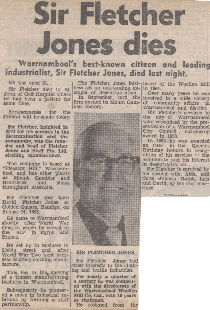 Warrnambool Standard February 23rd 1977.  Thanks to Tim Carlton for the article from his scrapbook.  