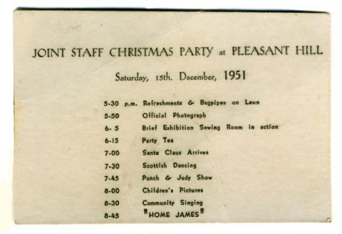 1951 FJ staff Christmas Party Program.  Shared by Clare Trigg (nee Doecke)
