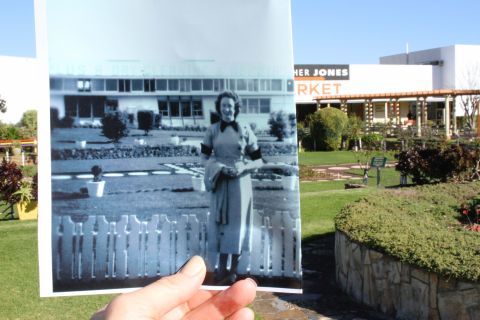 Past and present - the 1954 photo held in the same spot at FJs in 2015.  Photo: Colleen Hughson 