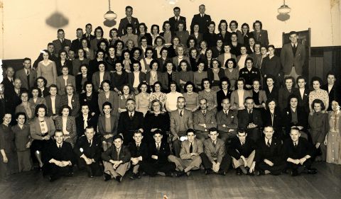 Man's Shop staff now grown considerably - 1945.  Photo:Jones Family Collection