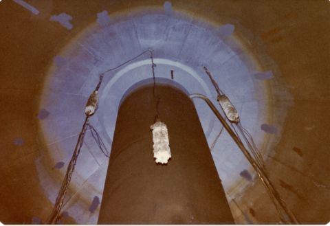The internal tank and several of the electrified anodes inside the Silver Ball.  Photo: Gary Kelly